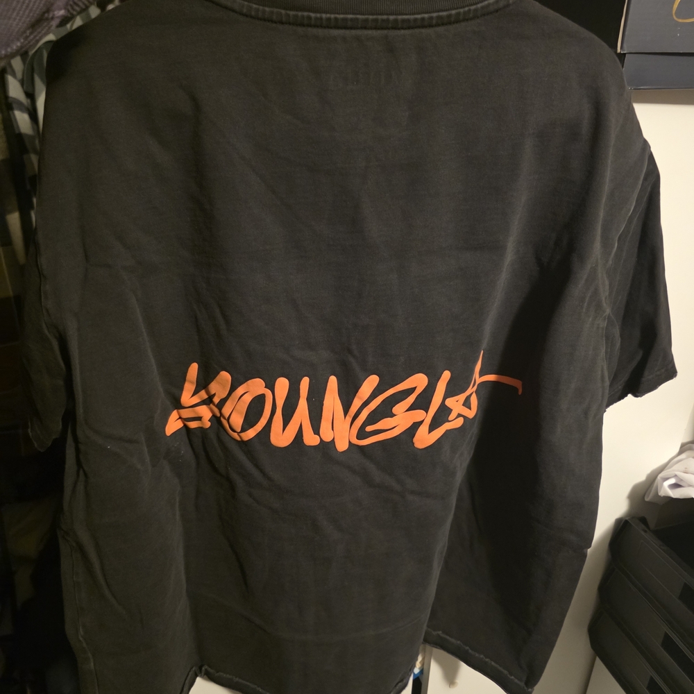 YoungLA Black Tee with Orange Lettering